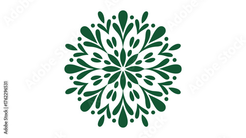 Abstract mandala design green floral pattern symmetric circular ornamental artwork vector