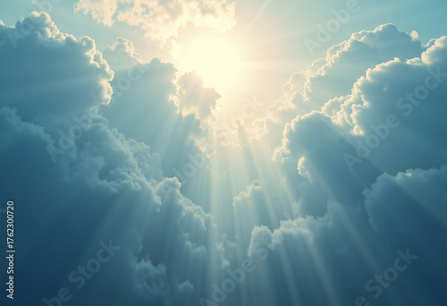 Valley Made of Clouds and Light Beams