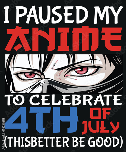 Humorous anime 4th of July T-shirt: 