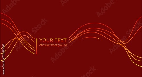 Abstract horizontal vector background with flowing lines in red and orange on a dark blue background with space for text
 