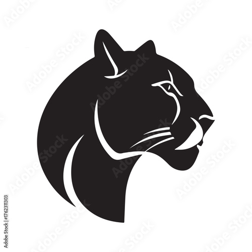 "Elegant Black Panther Head Vector Logo – Wild Cat Silhouette Design"