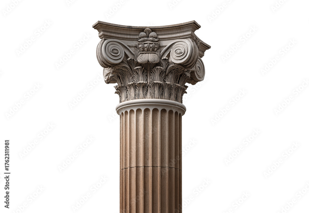 Obraz premium Ancient Greek Corinthian Column Capital isolated on a transparent background 2