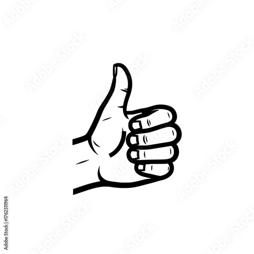 Hand Gesture Displaying Thumbs Up in Black and White