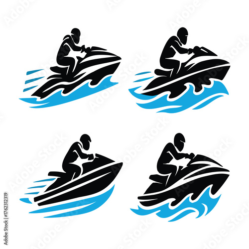 Jet Ski Rider Silhouette on Water
