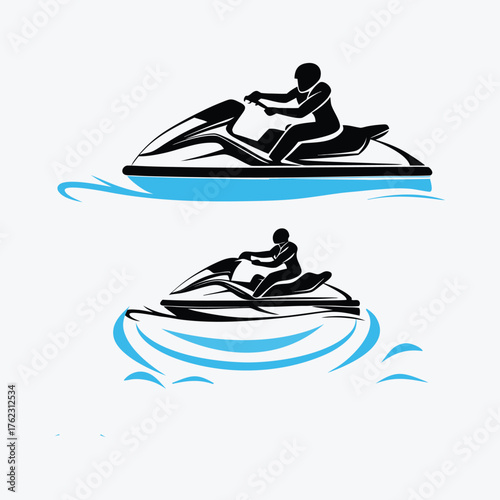 Jet Ski Rider Silhouette on Water