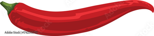A single, stylized red chili pepper with a green stem, isolated on a white background.