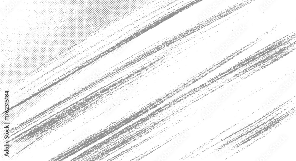 Obraz premium Abstract grunge texture with black speckles and horizontal lines on a white background