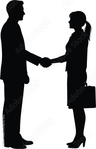 Silhouette of a businessman and businesswoman shaking hands silhouette, businessman, closing, silhouette, background, isolated, connection, man, contract, introduction, female, partnership, dealmaking