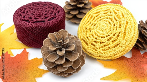 Creating Fall Crochet Patterns With Colored Yarn and Nature-Inspired Decorations