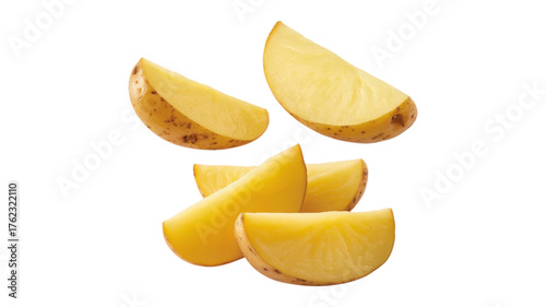 Potato wedges with skin isolated on a transparent background