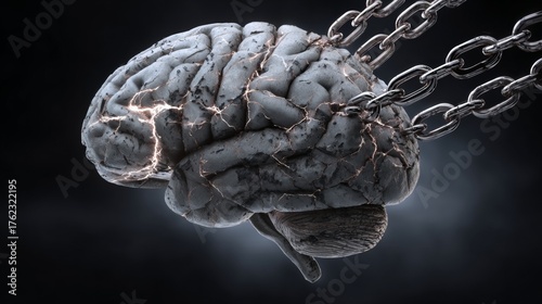Psychology concept of dangerous ideology and destructive thoughts as a sick brain idea in 3D style.