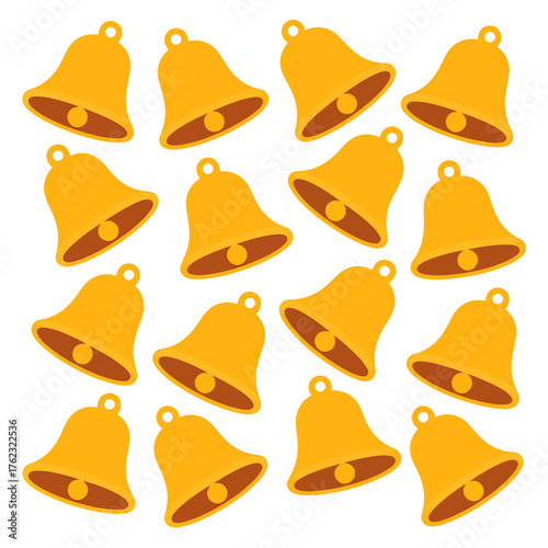 Festive golden bells arrangement a delightful pattern of christmas ornaments for decoration