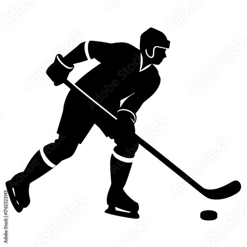 Hockey player silhouette in action