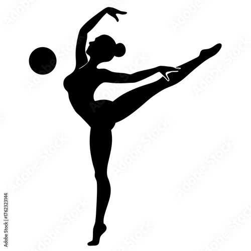 Silhouette of rhythmic gymnast with ball