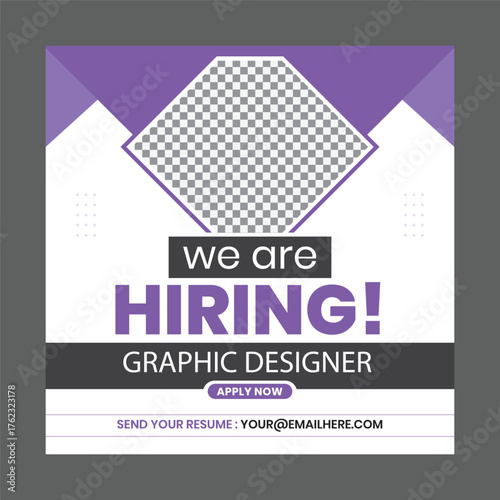 We are hiring job vacancy social media post or square banner template