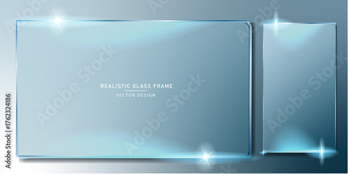 Glass plate frame Glossy window glass with reflections isolated on transparent PNG