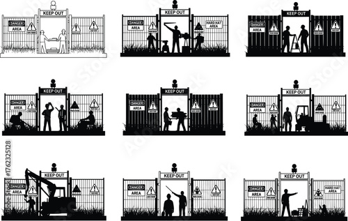 Area 51 infiltration, creative disguise, restricted zone humor, secret agents, covert entry, funny security breach, hidden identity, stealth tactics, vector illustration