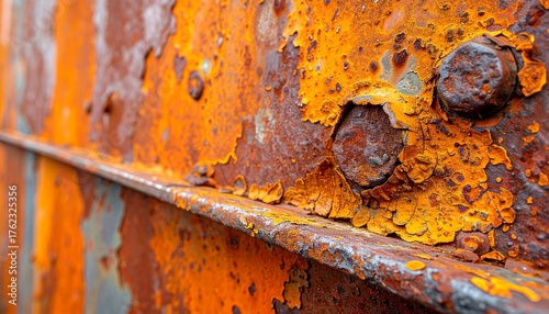Close-up of Rusted Metal Surface Showing Texture, Corrosion, and Weathering