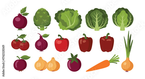 Fresh vegetables collection: colorful and healthy food variety.