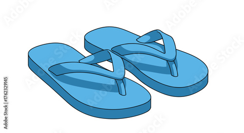 Blue flip-flops: comfortable footwear for beach and summer.