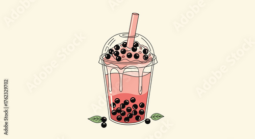 Refreshing bubble tea delight: a sweet and fruity treat.