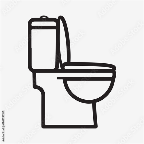 Toilet bowl line icon symbol of restroom, lavatory, water closet, washroom, wc vector illustration of a toilet