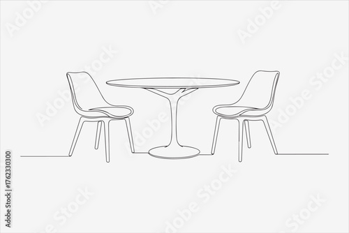 Table and chairs line icon symbol of dining, furniture, interior vector illustration of a table and chairs