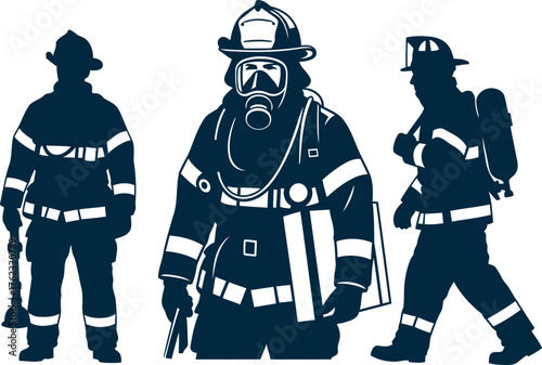Heroic firefighters in full gear ready for action representing courage and safety