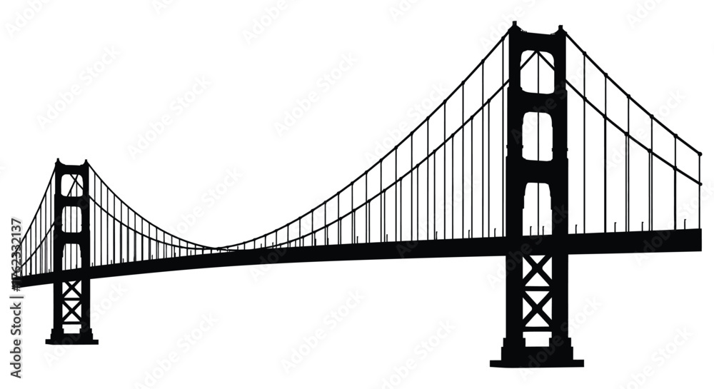 Fototapeta premium A striking black and white illustration of a suspension bridge design