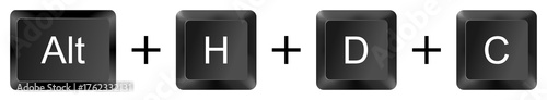 Foto Alt + H + D + C keyboard shortcut key for Delete Column in Excel, isolated on wh