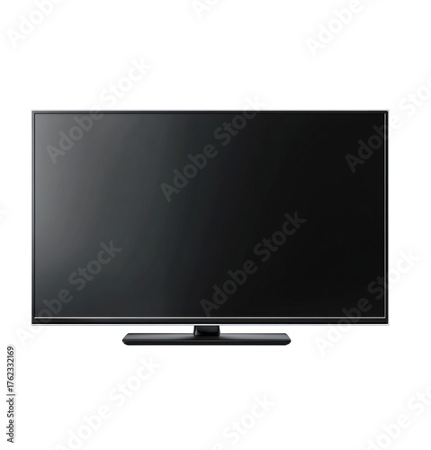 Flat screen television with blank dark display isolated on a transparent background