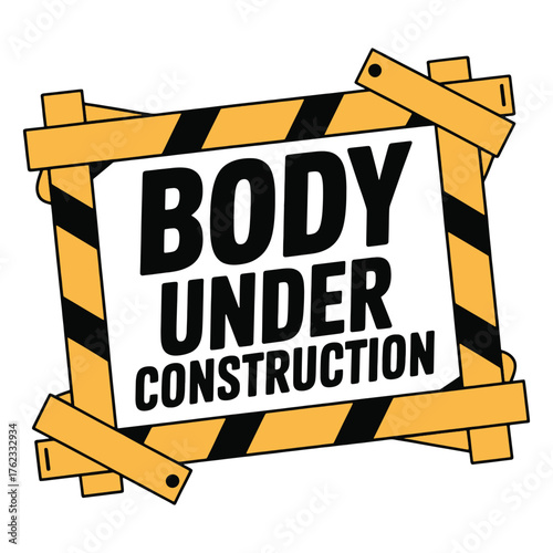 Yellow and black striped barrier tape framing text body under construction warning danger