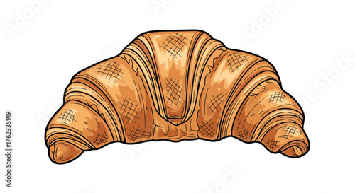 Delicious golden croissant pastry perfect breakfast treat.