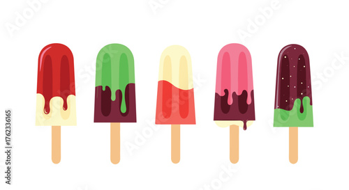 Colorful Popsicles on Sticks: A Refreshing Summer Treat.