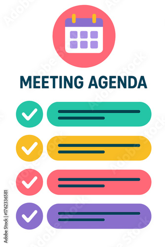Meeting agenda with checklist items in colorful design meeting agenda template tasklist