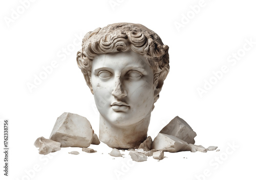 Ancient Roman Marble Head Fragments isolated on a transparent background