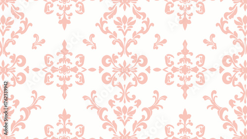 Seamless floral textile pattern with traditional European ornamental influence