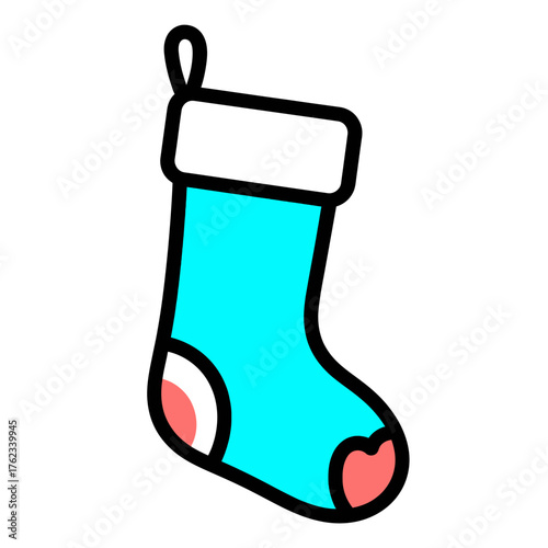 Blue Christmas Stocking with Red Accent