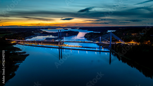 Slika na platnu Kirjalansalmi Bridge at Golden Hour, Turku Archipelago
