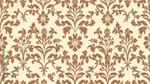 Vintage gold floral damask seamless wallpaper pattern