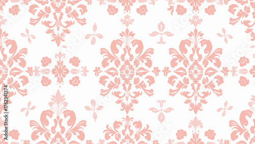 An elegant damask vector template with a classic central ornament and ornate side patterns, complemented by a decorative border at the bottom