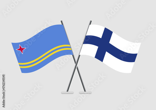 Aruba and Finland vector flags illustration on soft neutral field