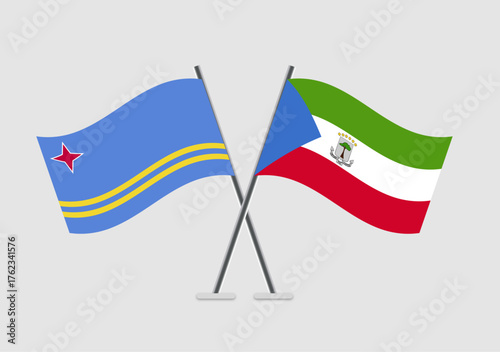 Aruba and Equatorial Guinea vector flags in celebration vector format
