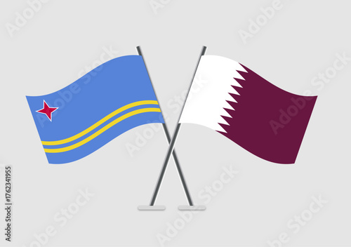 Aruba and Qatar vector flags symbolizing alliance in vector art