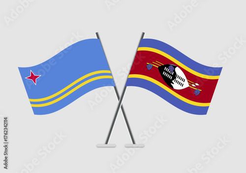Aruba and Swaziland vector flags in harmonious unity expression