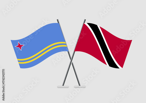Aruba and Trinidad and Tobago vector flags in balanced neutral illustration