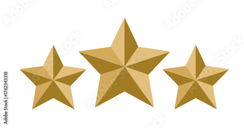 Three Golden Stars Awarding Excellence Symbol Achievement Vector Illustration
