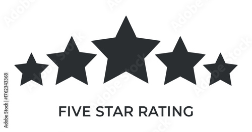 Five Black Stars Rating Excellent Services Evaluation Vector Illustration