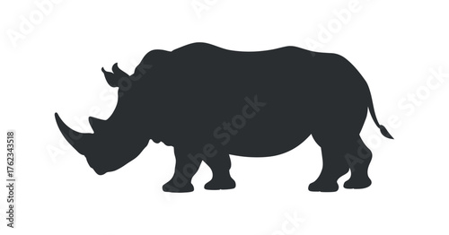 Isolated Rhino Silhouette Clipart: Wildlife Graphic Element with Transparent Background for Creative Design Projects and Conservation
