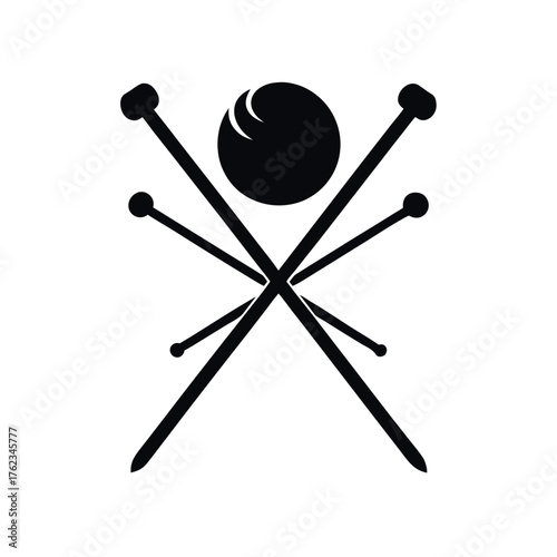 Yarn Ball Black Silhouette Vector Illustration